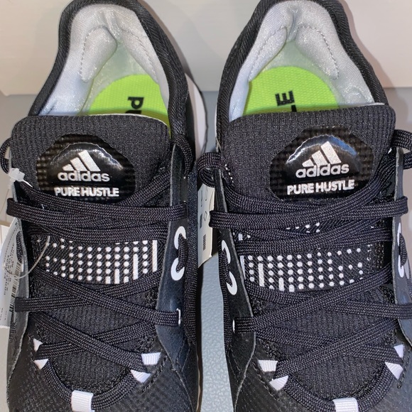 ADIDAS PUREHUSTLE WOMENS METAL CLEATS, SIZE 6, BLACK, SILVER & WHITE - Picture 4 of 10